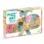 Djeco 150 darabos bálna alakú művészeti puzzle színes állatfigurákkal a dobozában