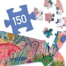 Közeli kép a Djeco bálnás puzzle darabjairól és a 150-es darabszámot jelölő grafikáról