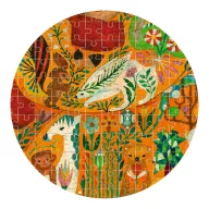 Djeco Medvék művész puzzle 350 darabos doboza színes állatfigurákkal