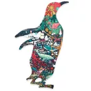 A teljesen kirakott Djeco tengeri világot ábrázoló pingvin sziluett puzzle fehér háttéren