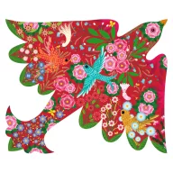 Djeco Puzz Art Bird 500 darabos madár alakú puzzle doboza színes virágos és madaras mintával