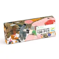 Djeco A ligeti mulatság 100 darabos művész puzzle hosszúkás, illusztrált tárolódoboza