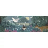 Djeco Himnusz a Holdhoz 1000 darabos panoráma művész puzzle éjszakai tájképpel és hattyúkkal