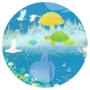 Djeco Álomkép 350 darabos művész panoráma puzzle doboza színes illusztrációval