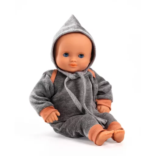 Djeco Játékbaba ruha - Tréning ruha sapkával - Pearl Gray