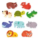 Djeco párosító puzzle állatos mintával két éves kortól zöld színű hordozható dobozban
