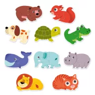 Djeco párosító puzzle állatos mintával két éves kortól zöld színű hordozható dobozban