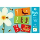 Djeco Párosító puzzle Számok 20 darabos játék színes számozott kártyái és állatfigurás párjai