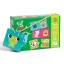 Djeco Ki hol lakik párosító puzzle zöld hordozózsinóros doboza béka mintás puzzle darabbal