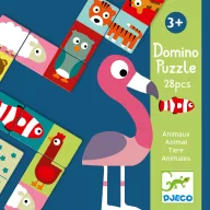   Djeco Kétfeles Domino - Állatfelek, 28 db-os - Animo-puzzle