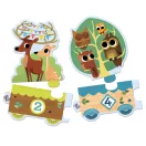 Djeco 10-ig számolok sorozatkirakó puzzle kék, zsinóros doboza mozdonyos függővel