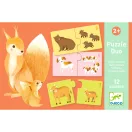 Djeco Baby animals párosító puzzle dobozgrafika mókussal, macival, kutyussal és tehénnel