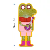 Djeco Zenekar trió puzzle zöld hordozható doboza kék zsinórral és színes állatfigurákkal