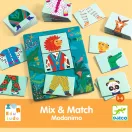 Djeco Modanimo játéktábla oroszlán figurával és különböző állatos kártyákkal közelről