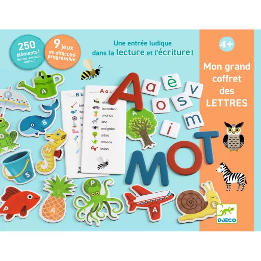 Djeco Fejlesztő játék - Csak Francia nyelvre - Grand coffret Lettres