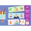 Djeco My daily life 24 darabos párosító puzzle színes doboza és a kirakható háromrészes napi rutin jelenetek