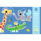 Djeco Ormányos párosító puzzle kék doboza zsiráfos függődísszel