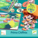 Djeco Eduludo Primo Chiffres közeli kép a színes maci, nyuszi, cica és mókus figurákról