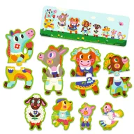 Djeco 16 darabos tanyasi sorozatkirakó puzzle narancssárga doboza tyúk alakú függődísszel