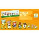 Djeco 16 darabos tanyasi sorozatkirakó puzzle doboza színes állatfigurákkal és akasztóval