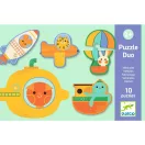 Djeco Járművek párosító puzzle 20 db-os készlet hordozható zsinóros dobozban