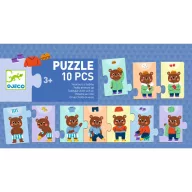   Djeco Sorozatkirakó puzzle - Mackó öltözködik, 10 db-os - Teddy dresses up