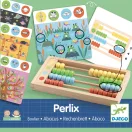 Djeco Perlix abakusz fa kerettel és színes golyókkal, valamint illusztrált számlálós kártyákkal