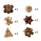 Hat különböző geometriai formájú fa ördöglakat a Djeco Woodix készletből