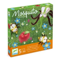 Djeco Mosquito szúnyog gyorsasági társasjáték zöld doboza fűben ülő bogarakkal és almával