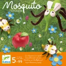 Közelkép a Djeco Mosquito társasjáték dobozáról szúnyog és méhecske mintával