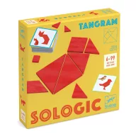 Djeco Sologic Tangram logikai játék 120 feladatkártyával és 7 darab piros fa elemmel
