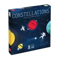 Djeco Együttállások Constellations társasjáték doboza űrhajós és bolygó illusztrációval