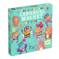 Djeco Carnaval Magnet Vakok karneválja társasjáték színes doboza vidám karneváli karakterekkel.