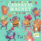 Djeco Carnaval Magnet játék dobozképe Steve Simpson által illusztrált mókás karneváli figurákkal.
