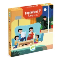Djeco Tapikékoi Mi tűnt el társasjáték doboza családi illusztrációval és betörővel