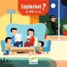 Djeco Tapikékoi Mi tűnt el társasjáték doboza családi illusztrációval és betörővel