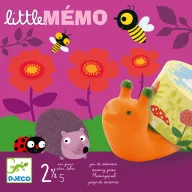Djeco Little mémo memóriajáték lila doboza kerti állatkákkal és virágokkal
