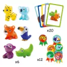 Djeco Little Action Egy kis cselekvés társasjáték zöld doboza színes állatfigurákkal