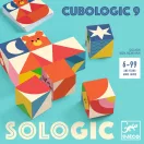 Djeco Cubologic 9 mintás fakockák egymás mellé rendezve egy maci arcát formázva
