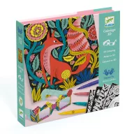 Djeco Fantázia kerekerdő 3D színező készlet rókás illusztrációval és ecsetvégű filctollakkal