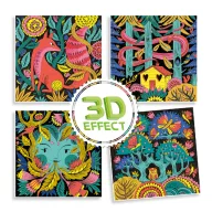 Djeco Fantázia kerekerdő 3D színező készlet rókás illusztrációval és ecsetvégű filctollakkal