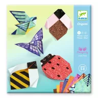 Djeco Kertemben origami szett doboza kerti figurákkal és színes mintás papírlapokkal