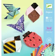 Djeco Kertemben origami szett doboza kerti figurákkal és színes mintás papírlapokkal