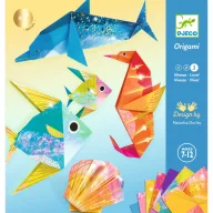 Djeco Origami Tengeri élőlények kreatív szett színes papírokkal és állatfigurákkal