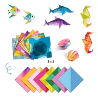 Djeco Origami Tengeri élőlények kreatív szett színes papírokkal és állatfigurákkal