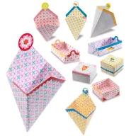 Djeco Origami Doboz hajtogatás készlet színes papírokkal és dobozokkal