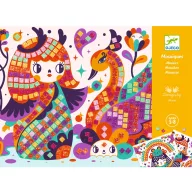 Djeco Kokeshi mozaikkép készítő szett színes mozaikdarabokkal és japán baba mintával