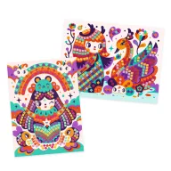 Djeco Kokeshi mozaikkép készítő szett színes mozaikdarabokkal és japán baba mintával