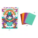 Djeco Kokeshi mozaikkép készítő szett színes mozaikdarabokkal és japán baba mintával