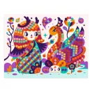 Djeco Kokeshi mozaikkép készítő szett színes mozaikdarabokkal és japán baba mintával
